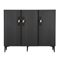 Artiss Shoe Cabinet Fluted Style 25 Pairs Shoe Storage Cupboard Black