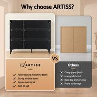 Artiss Shoe Cabinet Fluted Style 25 Pairs Shoe Storage Cupboard Black