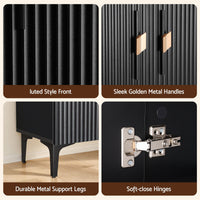 Artiss Shoe Cabinet Fluted Style 25 Pairs Shoe Storage Cupboard Black