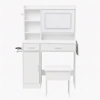 Artiss Dressing Table Vanity Desk Set Stool LED Charging Station White