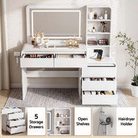 Artiss Dressing Table Makeup Vanity Desk LED Mirror Drawers Charging Station Curved Edge White