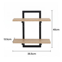 Artiss Set of 2 Floating Wall Shelf 2-Tier Wall-Mounted Display Ledge Wood & Metal