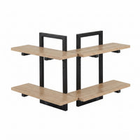 Artiss Set of 2 Floating Wall Shelf 2-Tier Wall-Mounted Display Ledge Wood & Metal