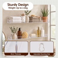 Artiss 6-Pack Acrylic Wall Shelves, Clear Floating Display Shelf with Detachable Panels & Front Lip