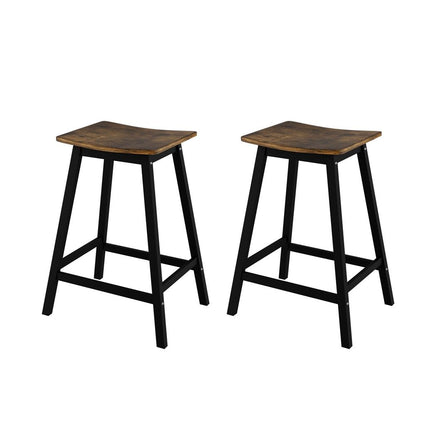 Artiss Bar Stools Set of 2 Kitchen Counter Stools Wooden Industrial Rustic Brown