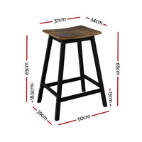 Artiss Bar Stools Set of 2 Kitchen Counter Stools Wooden Industrial Rustic Brown