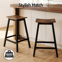 Artiss Bar Stools Set of 2 Kitchen Counter Stools Wooden Industrial Rustic Brown