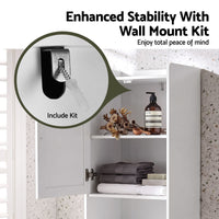 Artiss Tall Bathroom Storage Cabinet with Tilt Out Laundry Hamper White 170cm