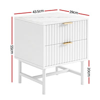 Artiss Bedside Table 2 Drawers - White- WH