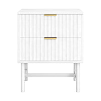 Artiss Bedside Table 2 Drawers - White- WH
