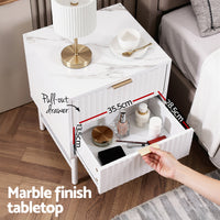 Artiss Bedside Table 2 Drawers - White- WH