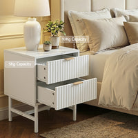 Artiss Bedside Table 2 Drawers - White- WH