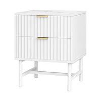 Artiss Bedside Table 2 Drawers - White- WH