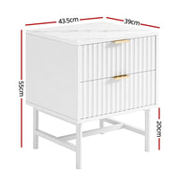 Artiss 2X Bedside Table White Nightstand 2 Drawers
