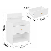 Artiss Bedside Table Drawer Charging Station White