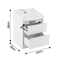 Artiss Bedside Table Nightstand with Charging Station 2 Drawers LED White