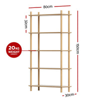 Artiss Bookshelf 5 Tiers Bookcase Display Shelves Wooden Storage Stand Rack Pine
