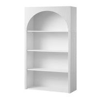Artiss 4 Tier Bookshelf Arched Fluted Storage Display Cabinet Unit White