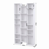 Artiss Bookshelf Display Shelves CD DVD Storage Rack Tall Bookcase White
