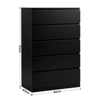 Artiss 6 Chest of Drawers Tallboy PEPE Black