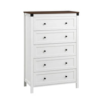 Artiss 5 Chest of Drawers Storage Tallboy White & Walnut