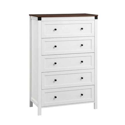 Artiss 5 Chest of Drawers Storage Tallboy White & Walnut