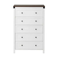 Artiss 5 Chest of Drawers Storage Tallboy White & Walnut