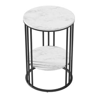 Coffee Table 2-Tier Round Marble Effect