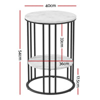 Artiss Set of 2 Side Table Coffee Table 2-Tier Round Marble Effect