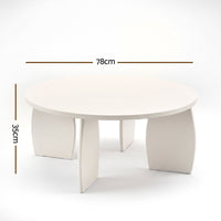 Artiss Round Coffee Table High-Gloss Center Table Minimalist Living Room Furniture 78x35cm Cream White