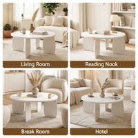 Artiss Round Coffee Table High-Gloss Center Table Minimalist Living Room Furniture 78x35cm Cream White