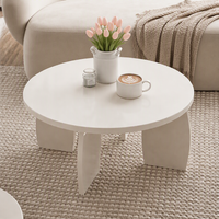 Artiss Round Coffee Table High-Gloss Center Table Minimalist Living Room Furniture 78x35cm Cream White