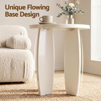 Artiss Round End Table High-Gloss Small Coffee Table Side Bedside Nightstand 40x45cm Cream white
