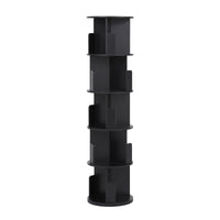 Artiss 5 Tiers Bookshelf Swivel Bookcase Display Shelves Stand Round Black