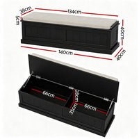Artiss Storage Ottoman Blanket Box 140cm Fluted Black