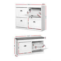 Artiss Shoe Cabinet Bench Set Flip Drawer Hallway Living Room White