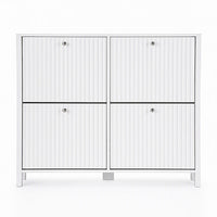 Artiss Shoe Cabinet 4 Flip Drawers Fluted Style Adjustable Shelves White
