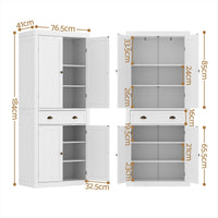 Artiss 2x Buffet Sideboard Cabinet 6-Tier Storage Pantry Cupboard Drawer White