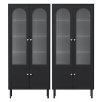 Artiss 2x Buffet Sideboard Cabinet Pantry 5-Tier Storage Cupboard Fluted Black
