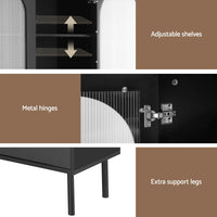 Artiss 2x Buffet Sideboard Cabinet Pantry 5-Tier Storage Cupboard Fluted Black