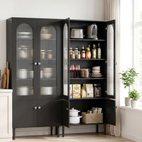 Artiss 2x Buffet Sideboard Cabinet Pantry 5-Tier Storage Cupboard Fluted Black