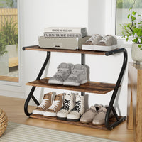 Shoe Rack Cabinet Shoe Storage Stand 3 Tiers Black