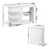 Artiss Folding Sewing Table Sewing Machine Desk Multi-functional Rolling Work Table Craft Station