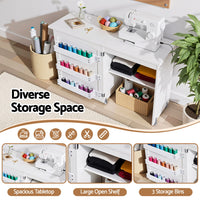 Artiss Folding Sewing Table Sewing Machine Desk Multi-functional Rolling Work Table Craft Station