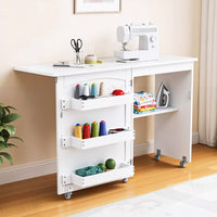 Artiss Folding Sewing Table Sewing Machine Desk Multi-functional Rolling Work Table Craft Station