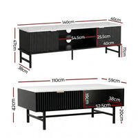 Artiss TV Unit & Coffee Table Set Storage Shelf Black