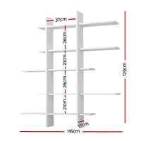 Artiss 15-Section Wall Mounted Display Shelf, Floating Bookshelf for Books and Decor, Extra Thick E1 PB Board for Home Study and Living Room, 116 x 18 x 129 cm