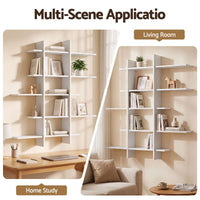 Artiss 15-Section Wall Mounted Display Shelf, Floating Bookshelf for Books and Decor, Extra Thick E1 PB Board for Home Study and Living Room, 116 x 18 x 129 cm