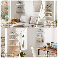 Artiss 3pc Corner Floating Wall Shelf Wall Mounted Display Rack Round Edge White