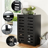 Artiss Shoe Rack Cabinet & Console Table Set Storage Shelf Black